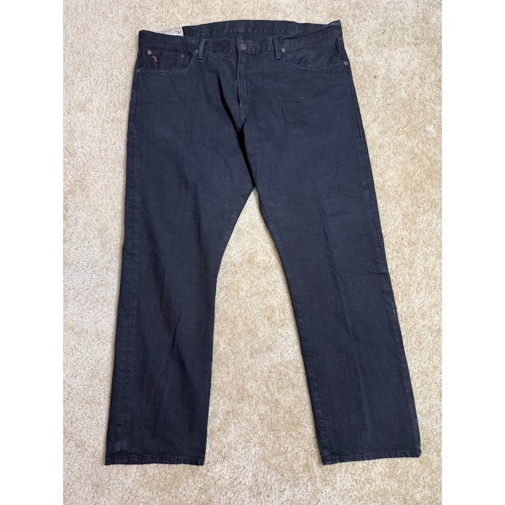 Polo Ralph Lauren Hampton Straight Red Line Selvedge Black Denim Jeans Men 38x30